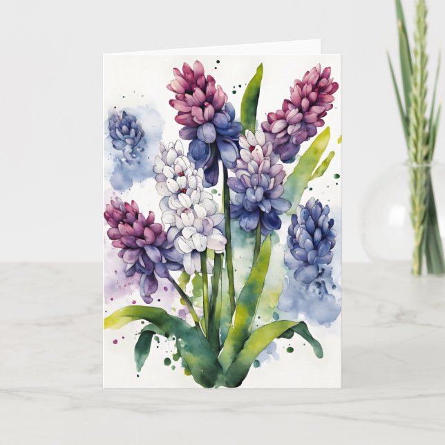 Hyazinthe - Aquarellblumen Karte (Vorderseite)