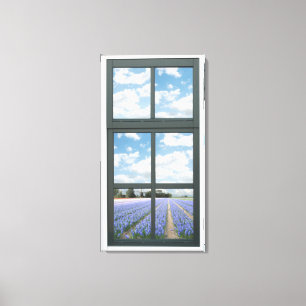Hyazinthen-BlumenImitat-Fenster-Ansicht Leinwanddruck