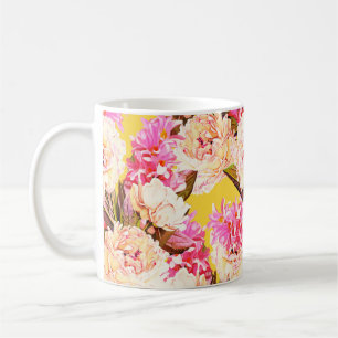 Hyazinthen- und Pfingstrosenblumen, nahtloses Must Kaffeetasse