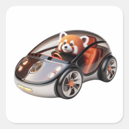 Hybrid-PC-Maus - mit einem roten Panda-Treiber 02. Quadratischer Aufkleber