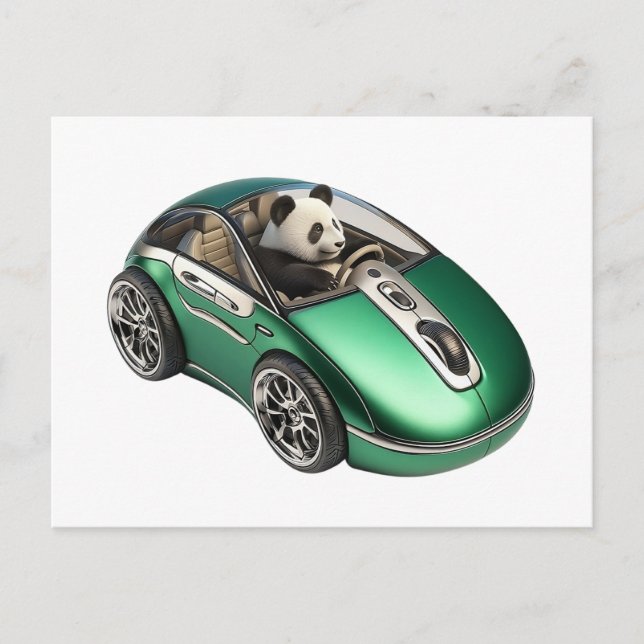 Hybrid-PC-Mauswagen mit Panda-Treiber Postkarte (Vorderseite)