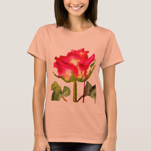 Hybrid Tee Rose Aquarell Moderne Blume Kunst (Vorderseite)