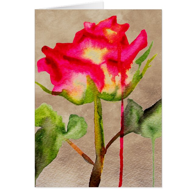 Hybrid Tee Rose Aquarell Moderne Blume Kunst (Vorne)