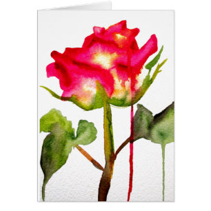 Hybrid Tee Rose Aquarell Moderne Blume Kunst