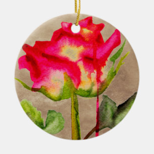 Hybrid Tee Rose Aquarell Moderne Blume Kunst Keramik Ornament