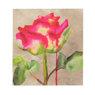 Hybrid Tee Rose Aquarell Moderne Blume Kunst Notizblock