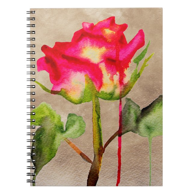 Hybrid Tee Rose Aquarell Moderne Blume Kunst Notizblock (Vorderseite)