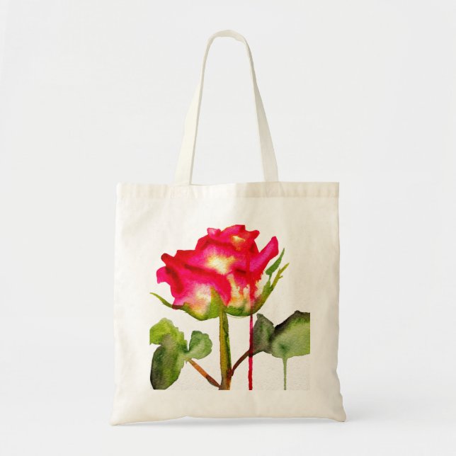 Hybrid Tee Rose Aquarell Moderne Blume Kunst Tragetasche (Vorne)