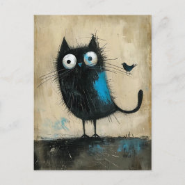 Hybride Kreatur auf Katze und Vogel Postkarte