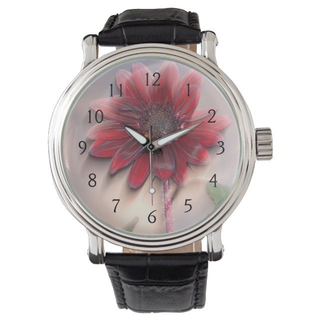 Hybride Sonnenblume bläst im Wind Armbanduhr (Vorderseite)