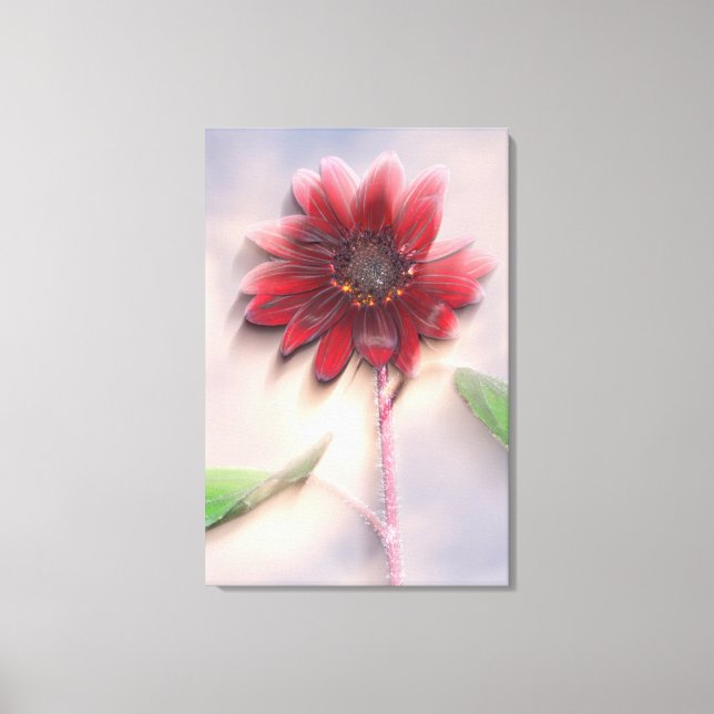 Hybride Sonnenblume bläst im Wind Leinwanddruck (Vorderseite)