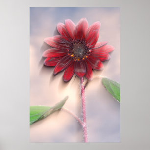 Hybride Sonnenblume im Wind Poster