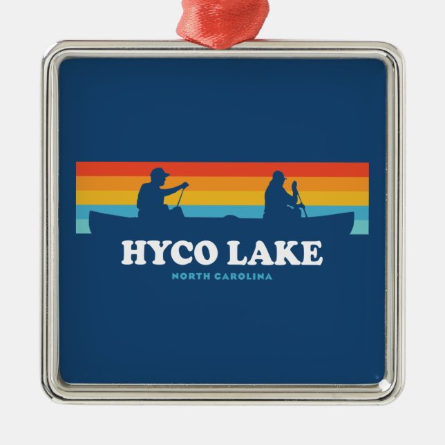 Hyco Lake North Carolina Canoe Ornament Aus Metall (Vorne)