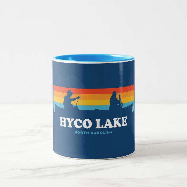 Hyco Lake North Carolina Canoe Zweifarbige Tasse (Mittel)