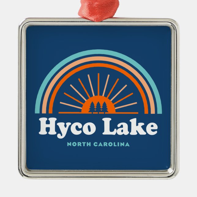 Hyco Lake North Carolina Rainbow Ornament Aus Metall (Vorne)
