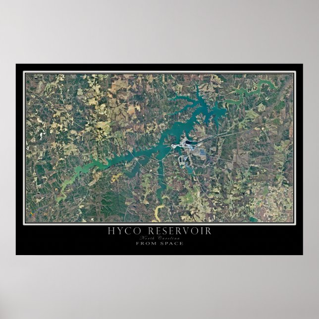 Hyco Lake North Carolina Satellite Poster Karte (Vorne)