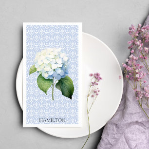 Hydangea Blue Damask Personalisiertes Gästetuch Serviette