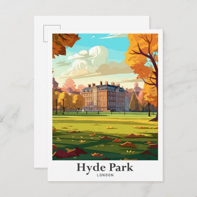 Hyde Park London England Travel Illustration Postkarte (Vorne/Hinten)