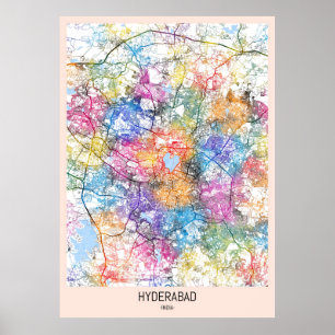 Hyderabad India City Map Poster