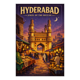 Hyderabad, Indien, in klassischer Retro-Reiseoptik Poster