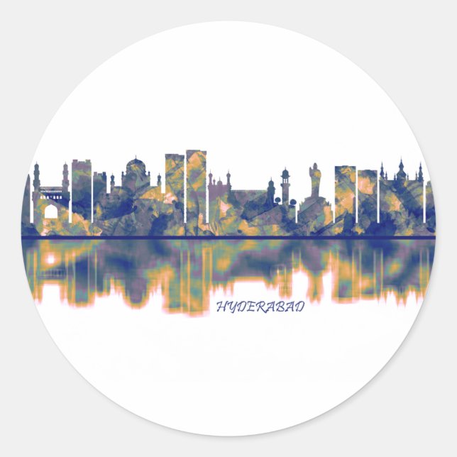 Hyderabad Skyline Runder Aufkleber (Vorderseite)