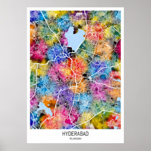 Hyderabad Telangana Karte Poster