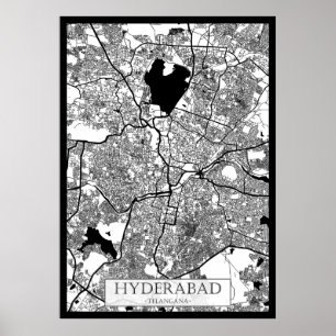 Hyderabad Telangana Karte Poster