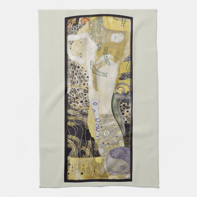 Hydra (alias Water Serpents I) von Gustav Klimt Geschirrtuch (Vertikal)