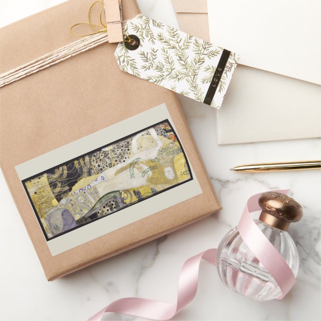 Hydra (alias Water Serpents I) von Gustav Klimt Rechteckiger Aufkleber (Schenken)