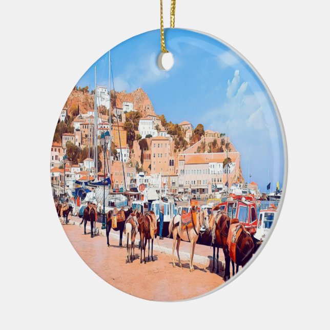 HYDRA - Maultiere im Hafen Keramik Ornament (Links)