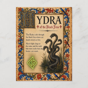 Hydra, mittelalterliche Bestiarien-Kunst Postkarte