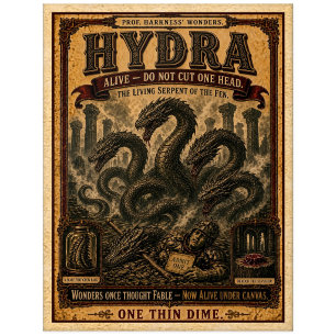 Hydra, Vintage Zirkusmonster Postkarte