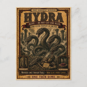 Hydra, Vintage Zirkusmonster Postkarte