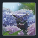 Hydrangea 2385 Clock- customize or personalize Quadratische Wanduhr<br><div class="desc">Change the words on this gorgeous clock to personalize it or with advertising information. Great choice for a housewarming, or even a gift for a grandopening, as well as birthdays, mother's day and much more. Go to my ASSORTED FLOWERS SECTION, to either of my BRIDAL SECTIONS or simply type hydrangea...</div>