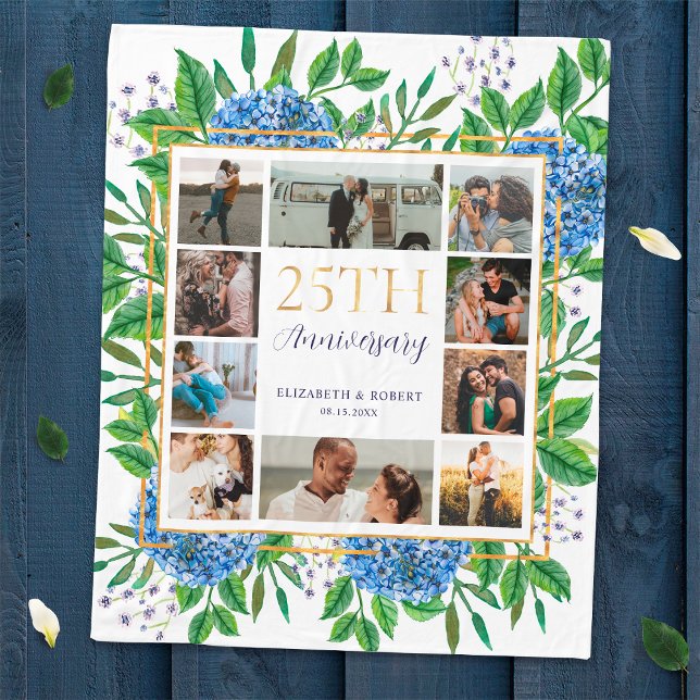 Hydrangea 25-jähriges individuelles FotoCollage Fleecedecke (Von Creator hochgeladen)