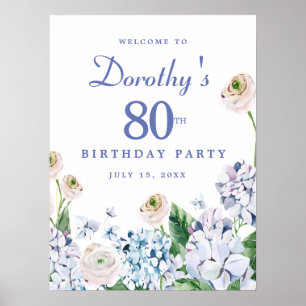 Hydrangea 80. Geburtstag zum digitalen Download -  Poster