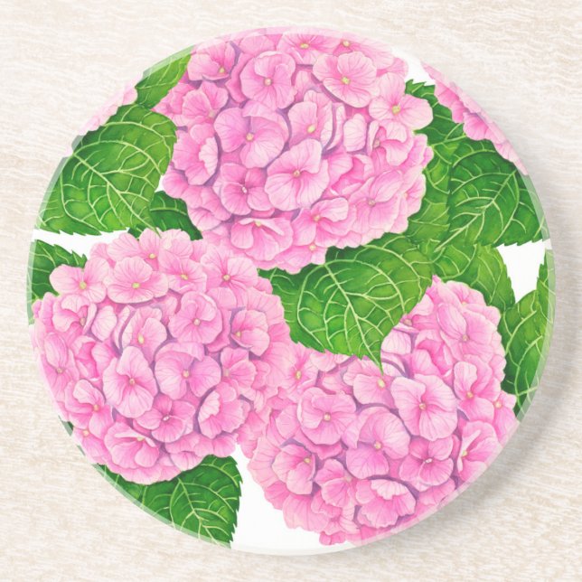 Hydrangea-Aquarellmuster Getränkeuntersetzer (Vorne)