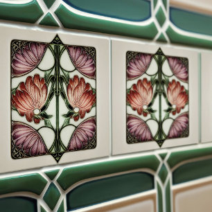 Hydrangea Art Deco Florale Wanddekoration Art Nouv Fliese