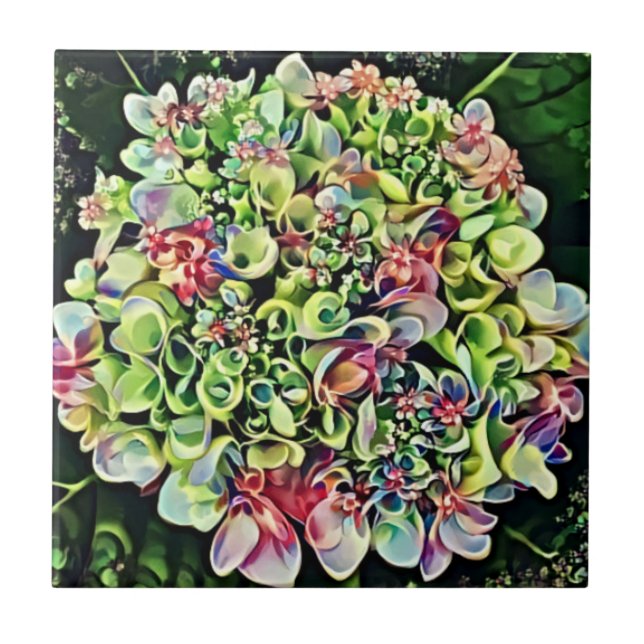 Hydrangea Art Tile Trivet Fliese (Vorderseite)
