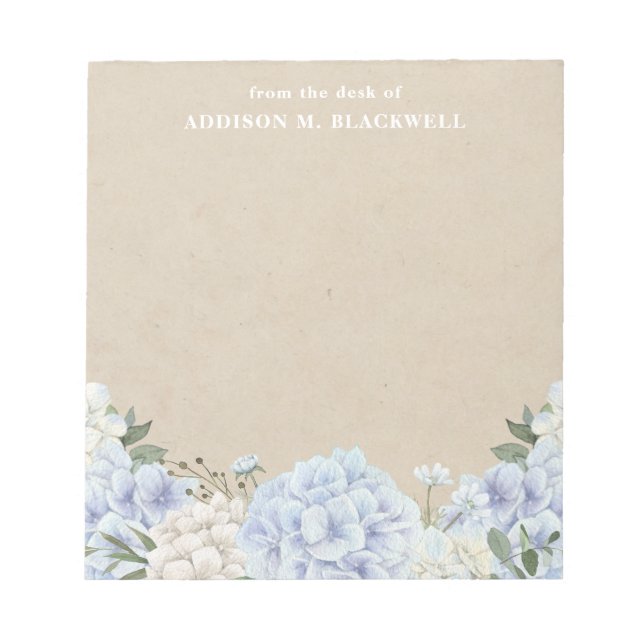 Hydrangea auf Pergament vom Schreibtisch von Notizblock (Vorderseite)