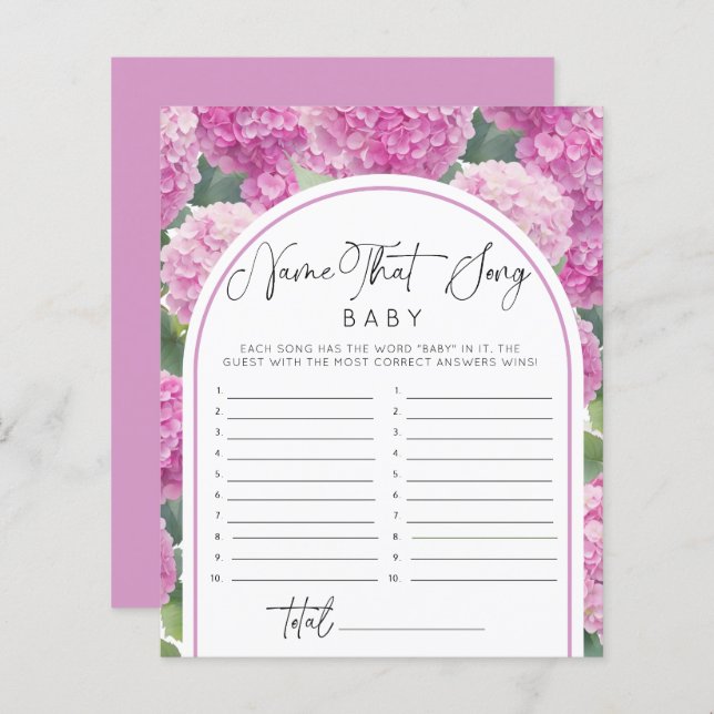 Hydrangea Baby Dusche Name Song Games (Vorne/Hinten)