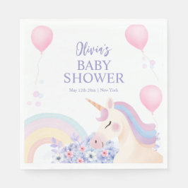 Hydrangea Balloon Rainbow Unicorn Babydusche Serviette