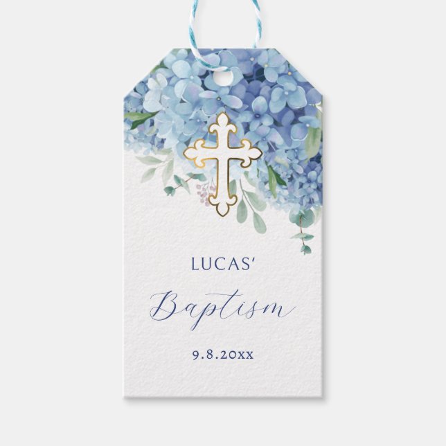 Hydrangea Baptism Gift Tags Geschenkanhänger (Vorderseite)