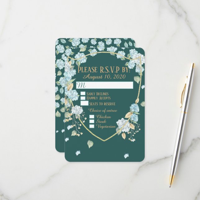 Hydrangea bei RSVP-Karten im Mondlicht RSVP Karte (Vorderseite/Rückseite Beispiel)