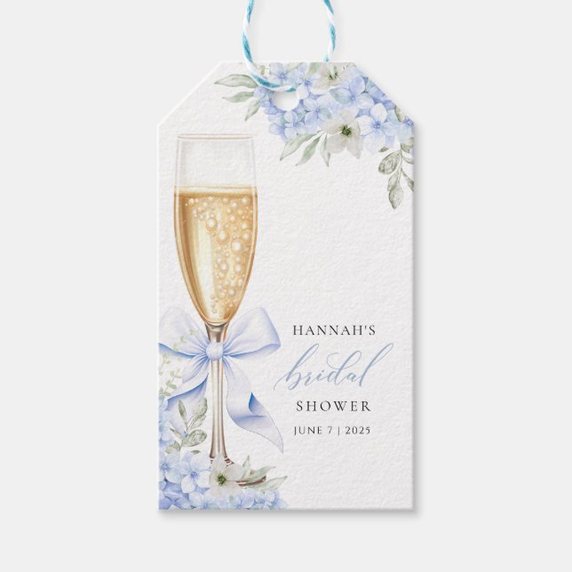 Hydrangea Blaue Florale Brautparty Geschenkanhänger (Vorderseite)