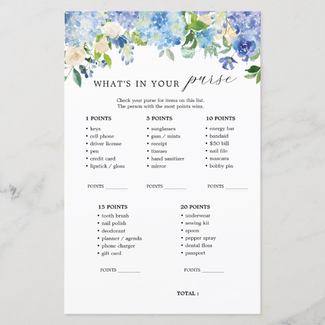 Hydrangea blauer Blumen Was ist in Ihrer Tasche? (Vorderseite)