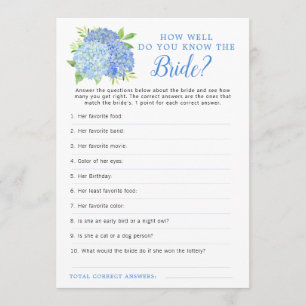 Hydrangea Blauer Brautparty Einladung
