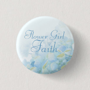 Hydrangea blaugrüne Blume Mädchen Hochzeit Button