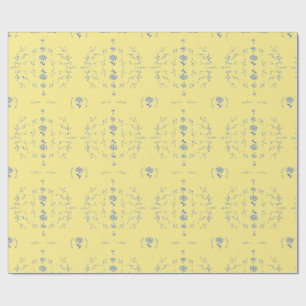 Hydrangea Block Gelb und Blau Muster Geschenkpapier