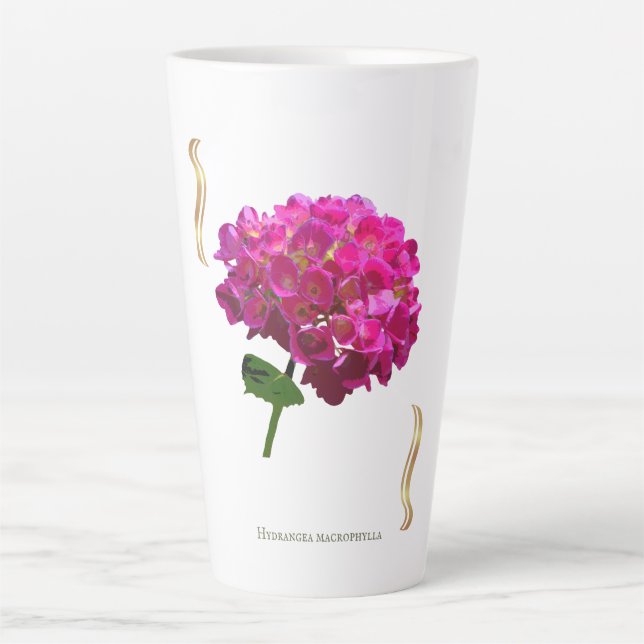 Hydrangea Bloom – Vintage Botanical Fuchsia Milchtasse (Vorderseite)